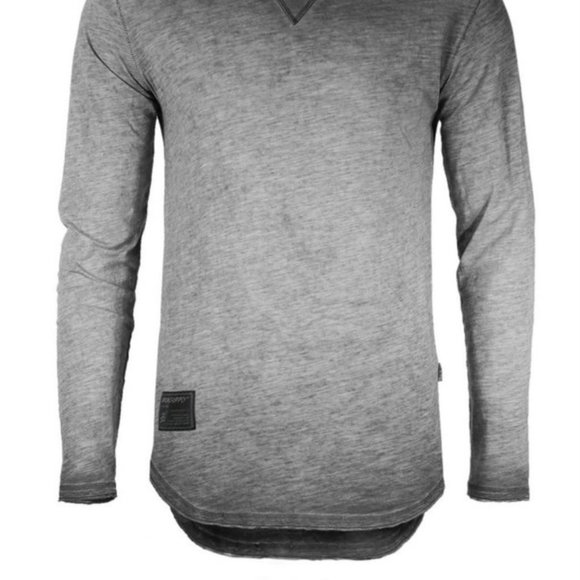 Men's Crewneck Raw Cut Edge Oil Wash Vintage Tee - Picture 2 of 2